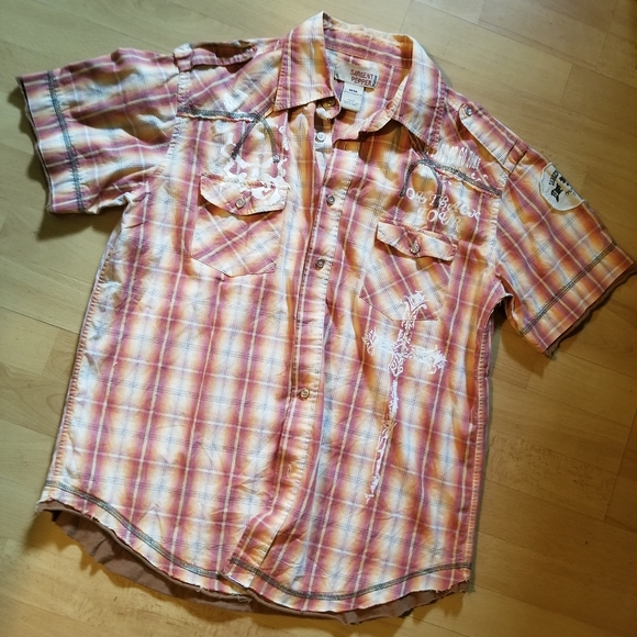 SARGENT PEPPER Rust Plaid Shirt (Size M) - Picture 10 of 13
